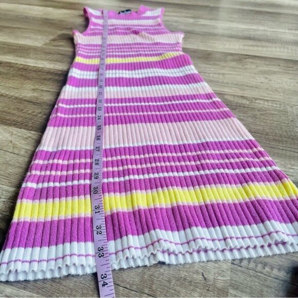 Lulu’s Striped Pink and Yellow Ribbed Bodycon Dress XS - Picture 6 of 6